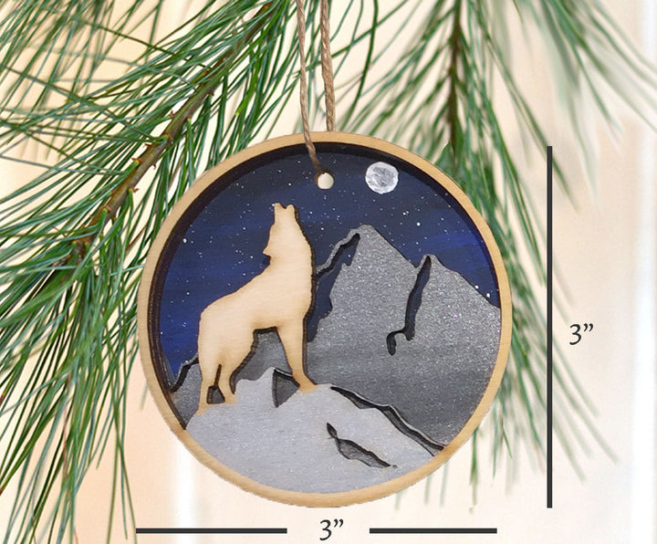Wooden Wolf Ornament