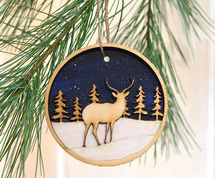 Wooden Forest Ornament Set