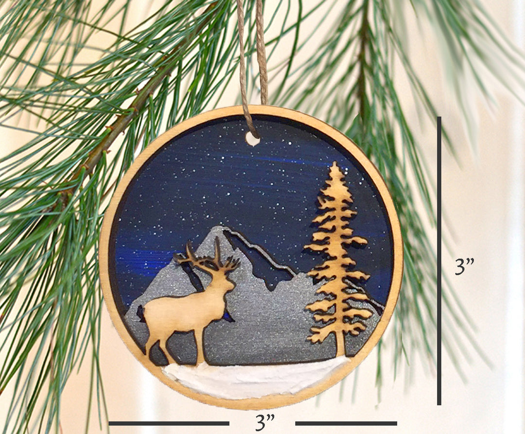 Wooden Elk Ornament