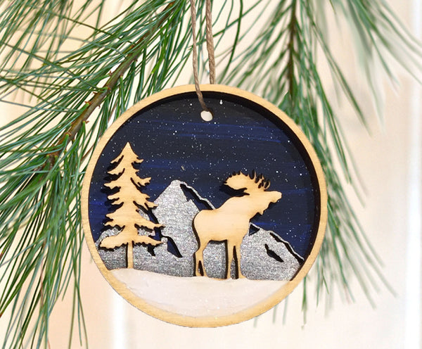 Wooden Moose Ornament