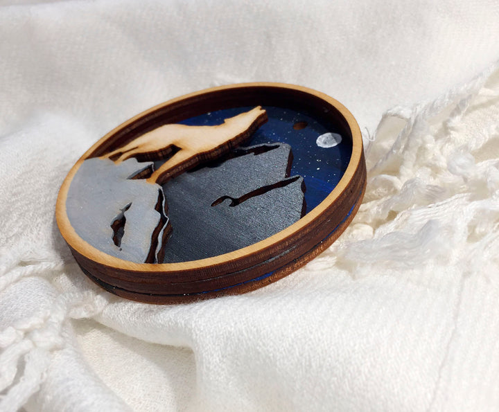 Wooden Wolf Ornament