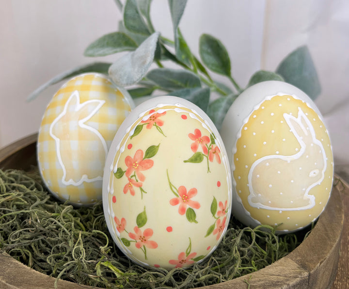 Yellow Ceramic Egg Set